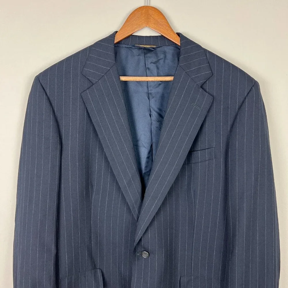 Brooks Brothers Blazer Jacket Sport Coat Mens 41L Blue Pinstripe Wool Brooksease
